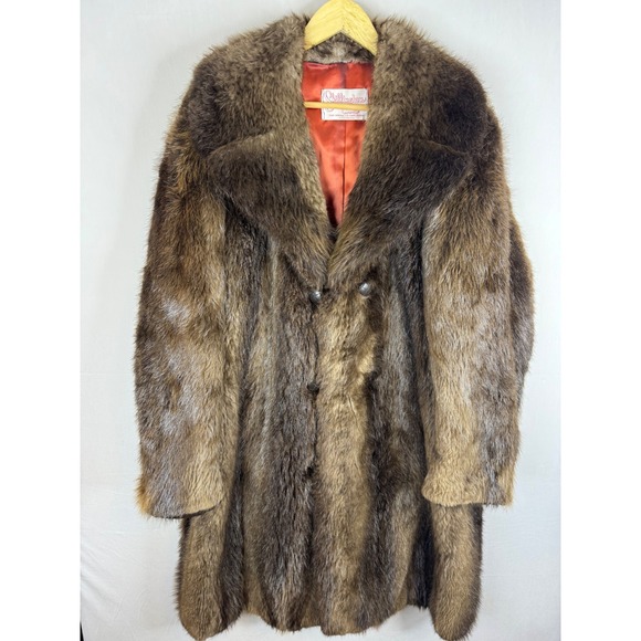 Shillington Furs Other - Vintage Shillington Furs Men 46 Brown Long Racoon Fur Coat Double Breasted